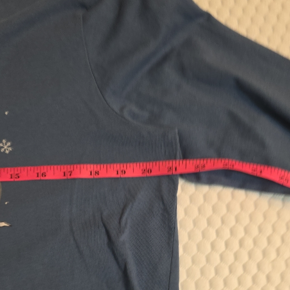 Life is Good Crusher Tee Womens Large Blue Let It Snow Snowman Long Sleeve - Picture 6 of 7